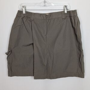 FILSON L Gray 100% Cotton Stretch Waist Pocket Short Wrap Skirt Skirt Outdoors